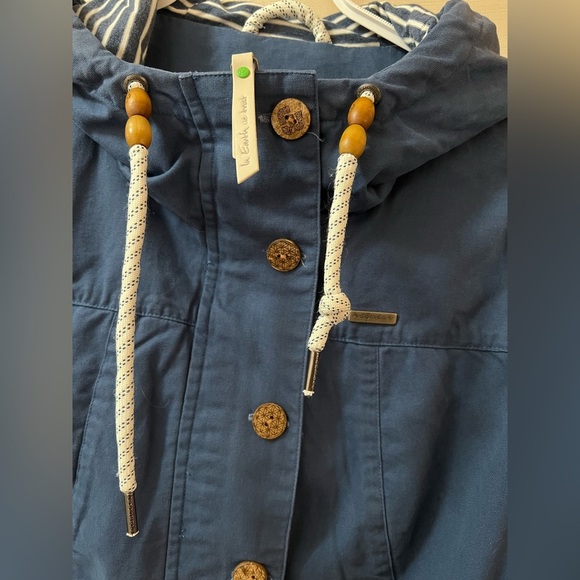 Ragwear Women’s Blue Jacket Size Small Eco Friendly  Wooden Buttons - Picture 2 of 11